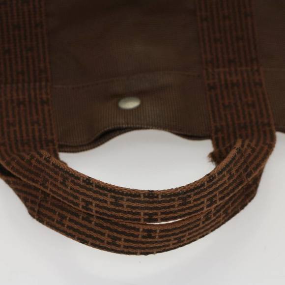 HERMES Her Line MM Hand Bag Canvas Brown Auth bs7825 - Picture 7 of 16